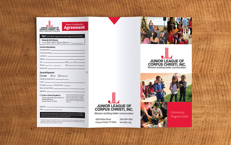 The Junior League of Corpus Christi Yearly Brand Awarness Campaign Tri-Fold Brochure