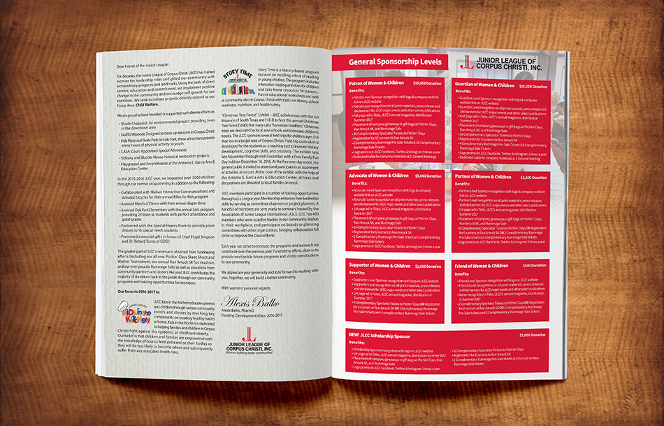 The Junior League of Corpus Christi Yearly Brand Awarness Campaign Bi-Fold Brochure Insides